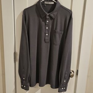 Criquet Charcoal Long Sleeve Polo Shirt